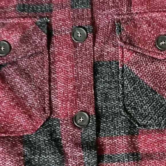 Burgundy & Black plaid Shacket - Picture 5 of 8
